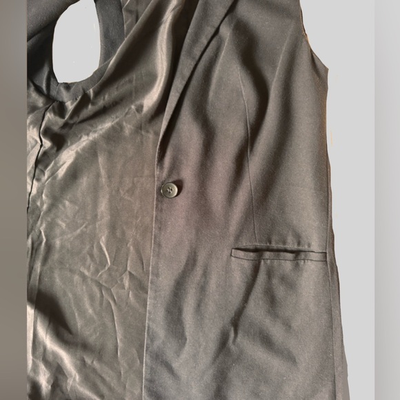 Limited xs Extra Small black lined long vest sleeveless blazer one button - Picture 11 of 13